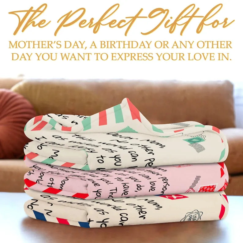 Muttertagsgeschenke - Geschenke für Mama - Personalisierte Mama-Decke - Brief an Mama mit deinem eigenen Finish - Mama-Geschenke von Tochter und Sohn 