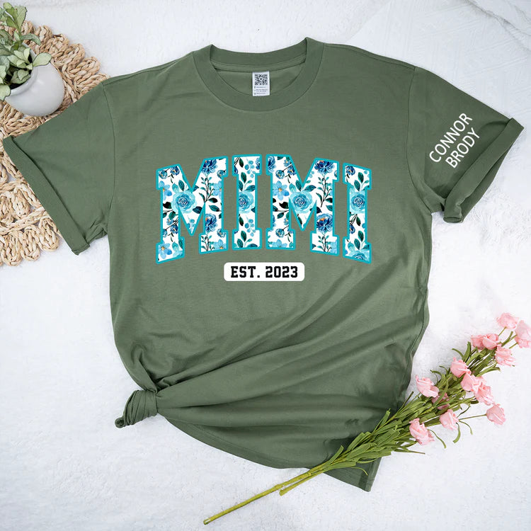 Mimi Floral 4 Shirt, Personalisiertes Mimi und Kinder, Muttertagsgeschenk T-Shirt - Individuelles Geschenk