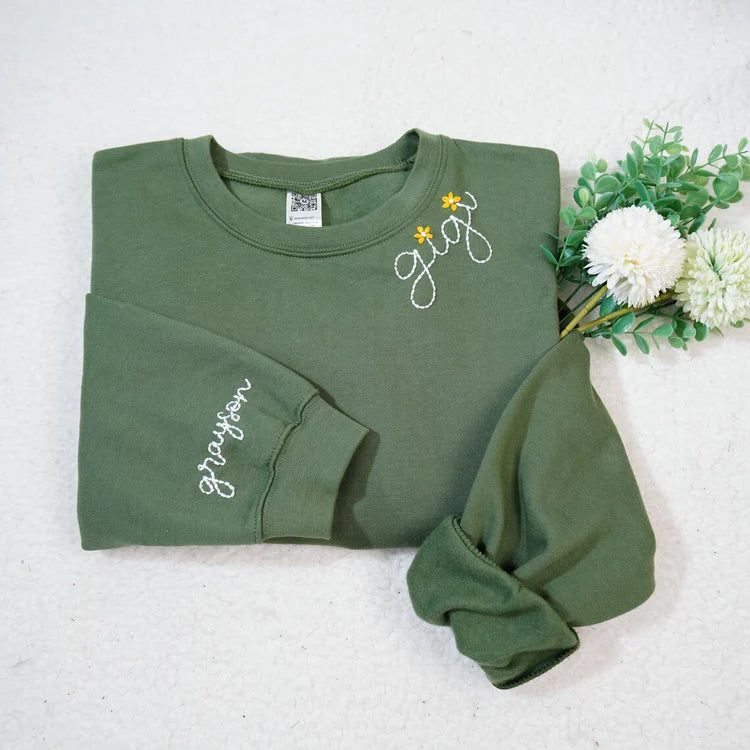 Benutzerdefiniertes handbesticktes Mimi mit Enkelkindern Sweatshirt für Muttertag Mama Oma