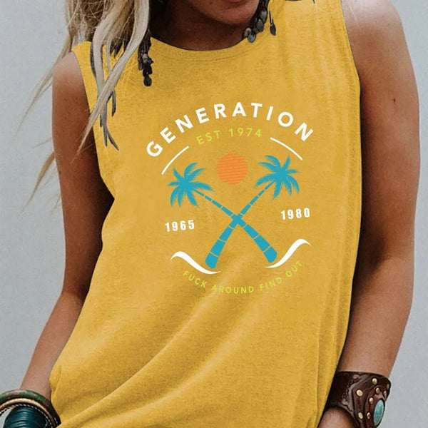 Gen X Custom Women's Sleeveless T-Shirt, Tank Top, and Vest-Vacation Style