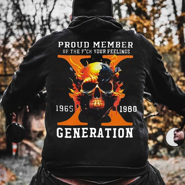 Custom Est Year Gen X Flaming Skull Sweatshirt/T-Shirt