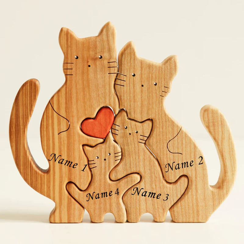Holzpuzzle „4er Katzenfamilie“