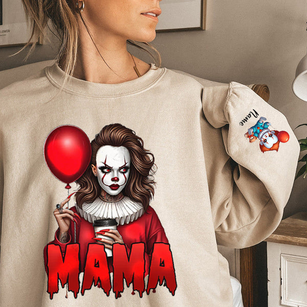 Custom Halloween MAMA Sweatshirt with Kid's Names on the Sleeve