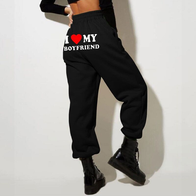 Pantalon personnalisé J'aime mon petit ami avec motif cœur Cadeau de la Saint-Valentin pour amoureux