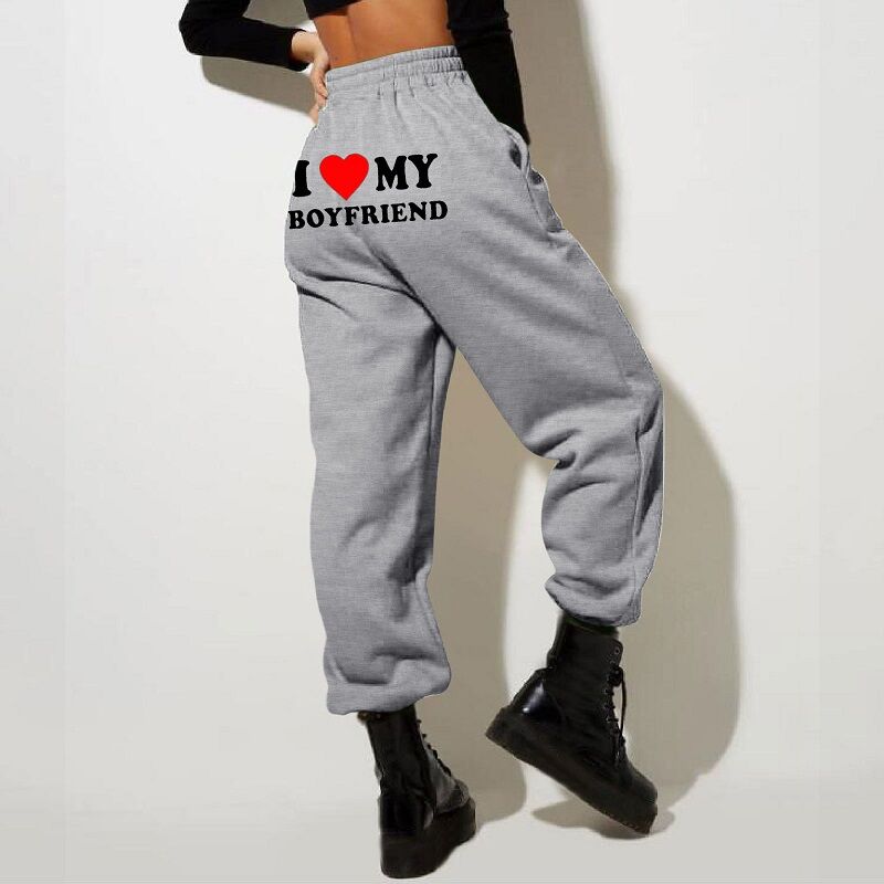 Pantalon personnalisé J'aime mon petit ami avec motif cœur Cadeau de la Saint-Valentin pour amoureux