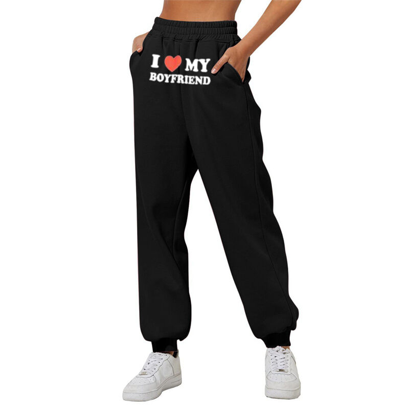 Pantalon personnalisé J'aime mon petit ami avec motif cœur Cadeau de la Saint-Valentin pour amoureux