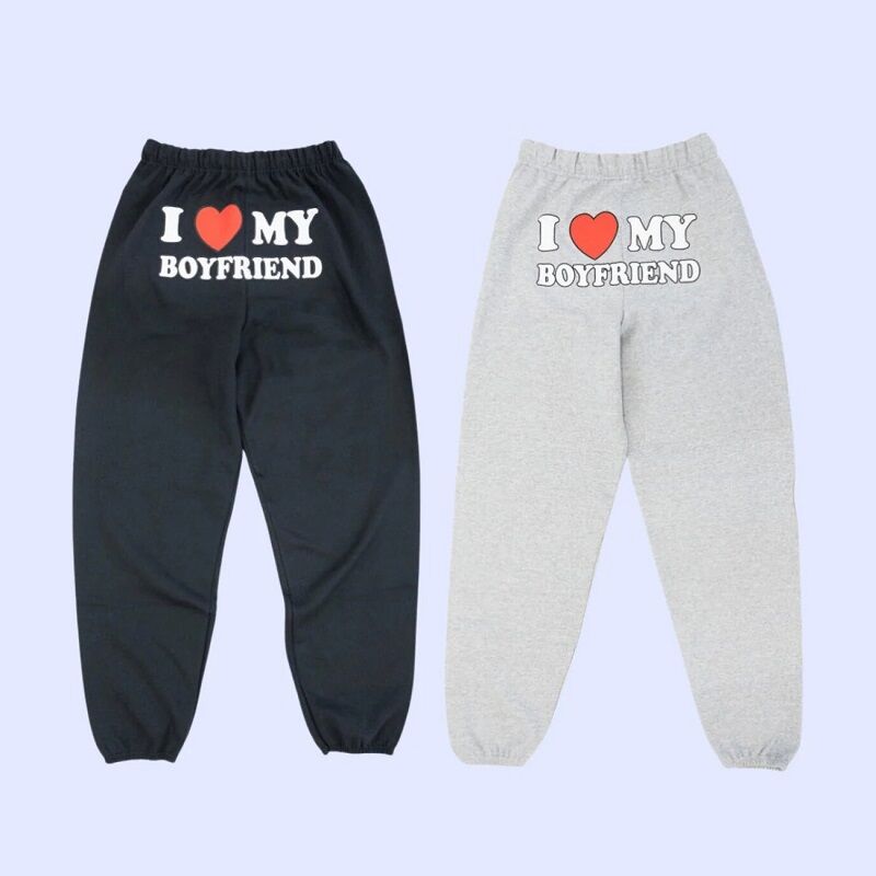 Pantalon personnalisé J'aime mon petit ami avec motif cœur Cadeau de la Saint-Valentin pour amoureux