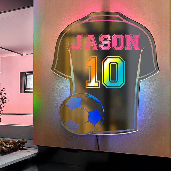 Personalized Led Mirror Light with Jersey-Shaped Cool Gift For Sports Lovers