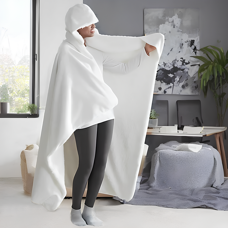 Sudadera con capucha manta portátil personalizada con nombre y patrón de copos de nieve Regalo de Navidad lindo
