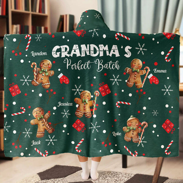 Personalized Name Wearable Blanket Hoodie with Snowflake Pattern Cute Christmas Gift