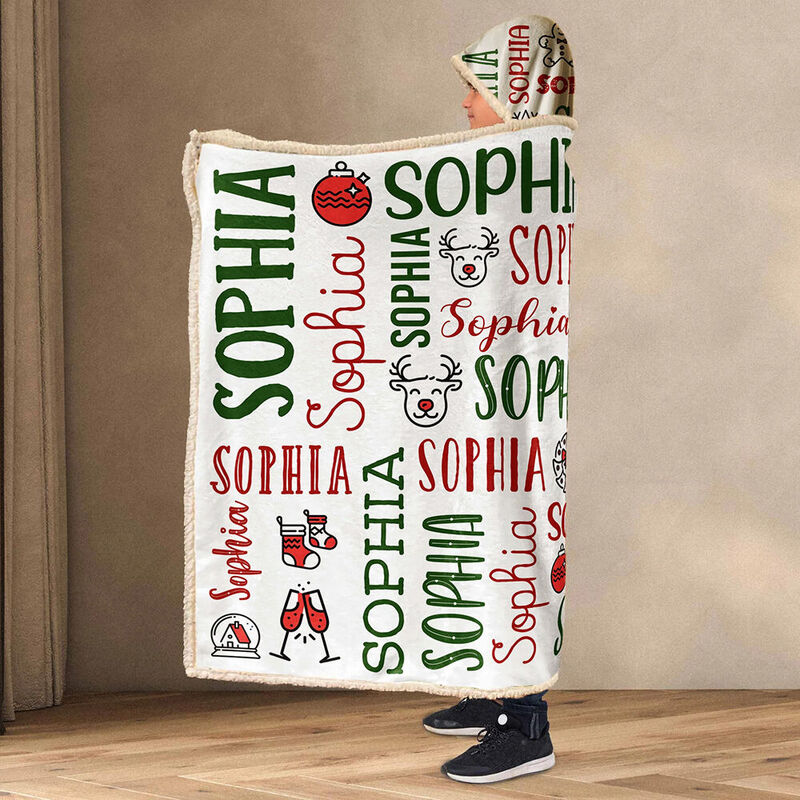 Sudadera con capucha manta personalizada con nombre Regalo especial para Navidad