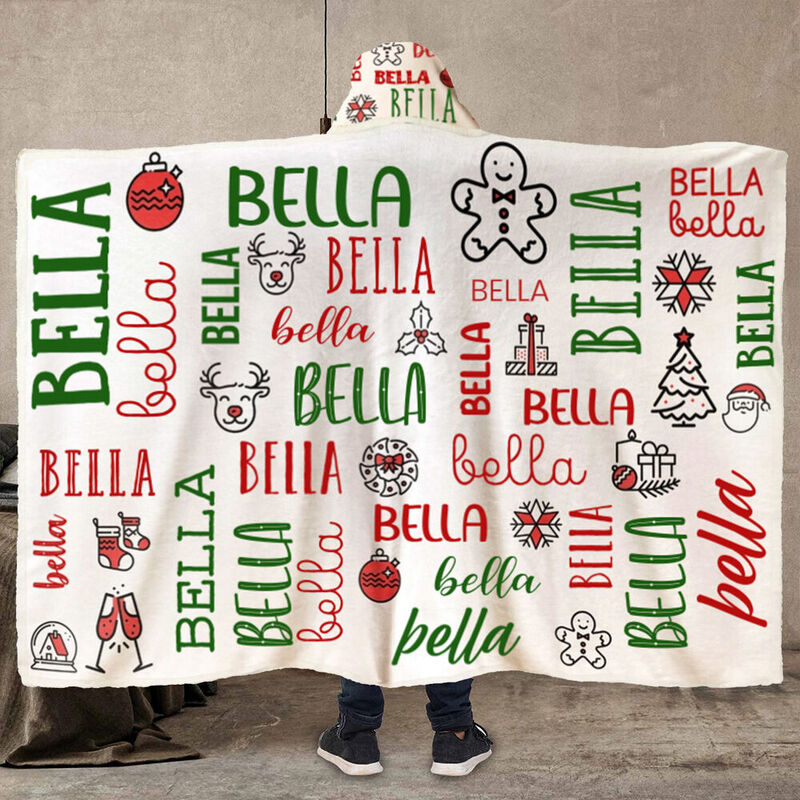 Sudadera con capucha manta personalizada con nombre Regalo especial para Navidad