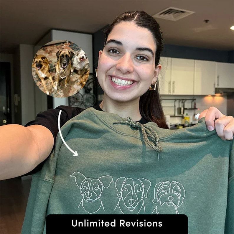 Sweat-shirt et sweat à capuche à col rond avec dessin linéaire brodé personnalisé