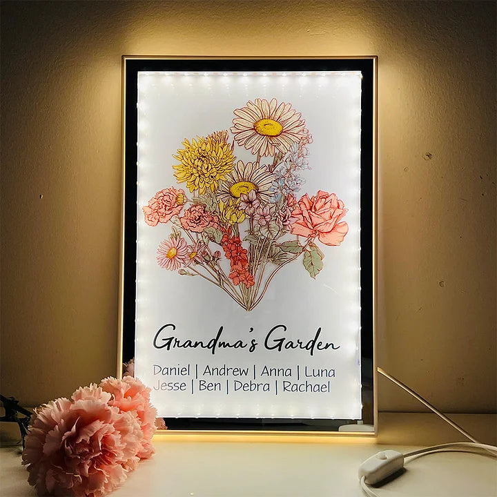 ✨Individueller Geburtsblumenstrauß-Nachtlichtspiegel