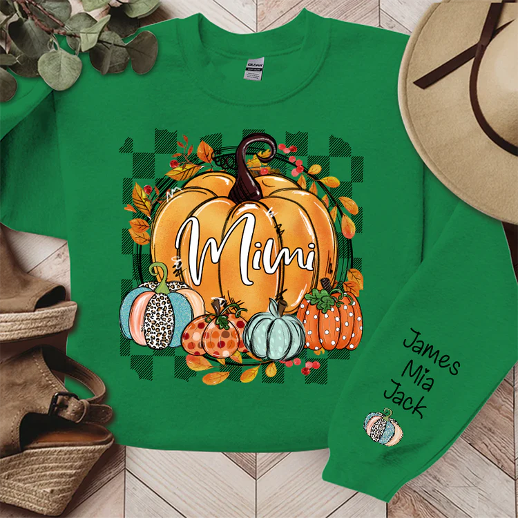 Individuelles Geschenk für Mama Oma - Herbstblumen Kürbisse Mimi und Kinder - Muttertag