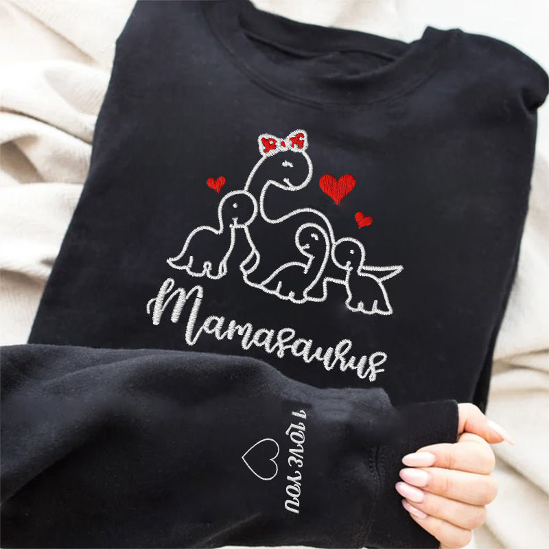 Felpa con Cuore Mamasaurus Ricamato - Regalo per la Festa della Mamma