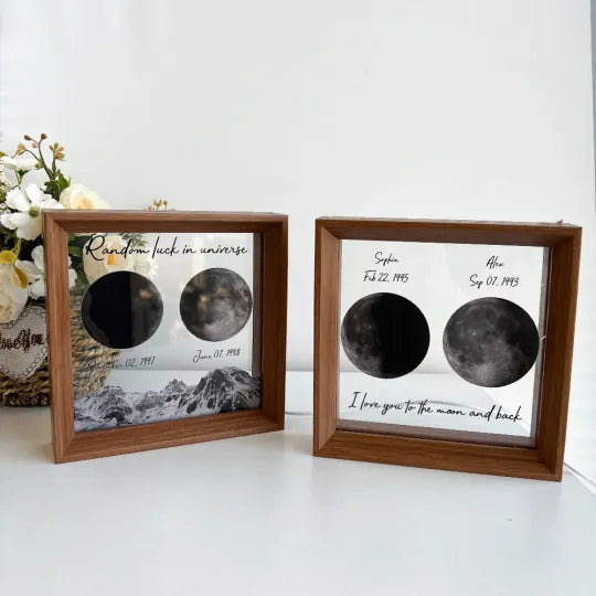 🌔Marco de luz LED con fases lunares personalizadas para el nacimiento para Mamá, Abuela, Mamita, Día de la Madre