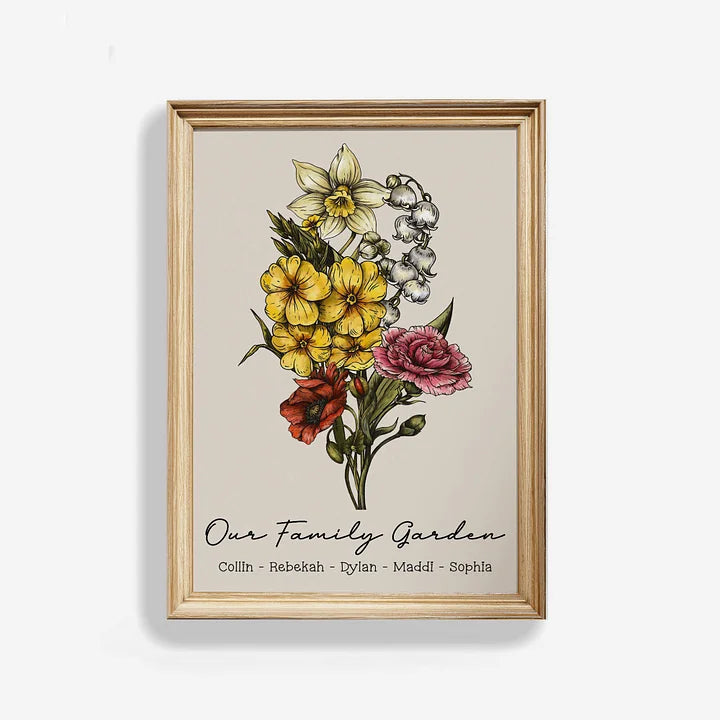 Vintage Custom-Geburtsblumen-Familienstrauß