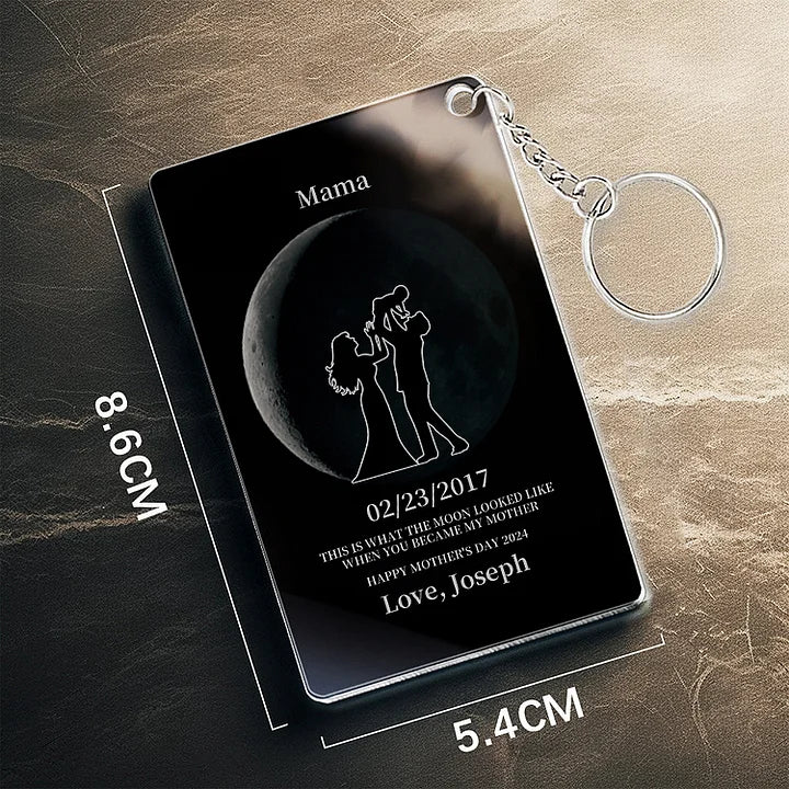 🌔 Llavero acrílico personalizado con silueta familiar de fases lunares 🎁 Regalo para el Día de la Madre Regalo para el Día del Padre