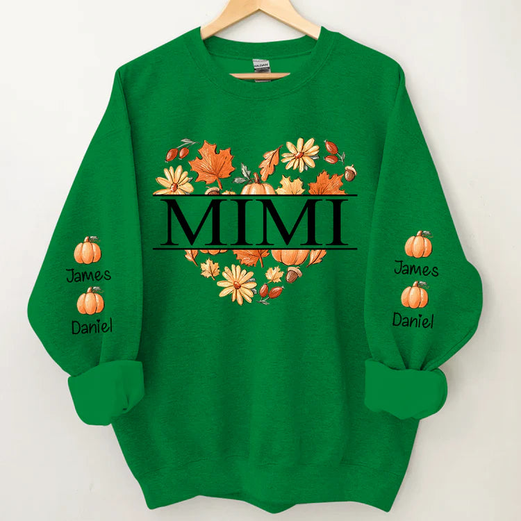 Sweat-shirt Mimi Heart Fall Autumn avec petits-enfants, cadeau pour grand-mère pour l'automne