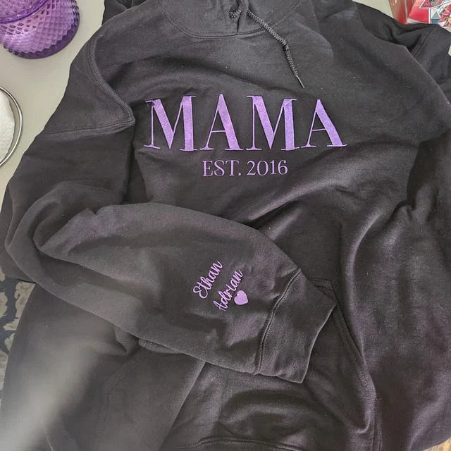 Personalisiertes Mama Besticktes Sweatshirt, Benutzerdefinierter Mama-Stickerei-Hoodie, Neues Mama-Outfit