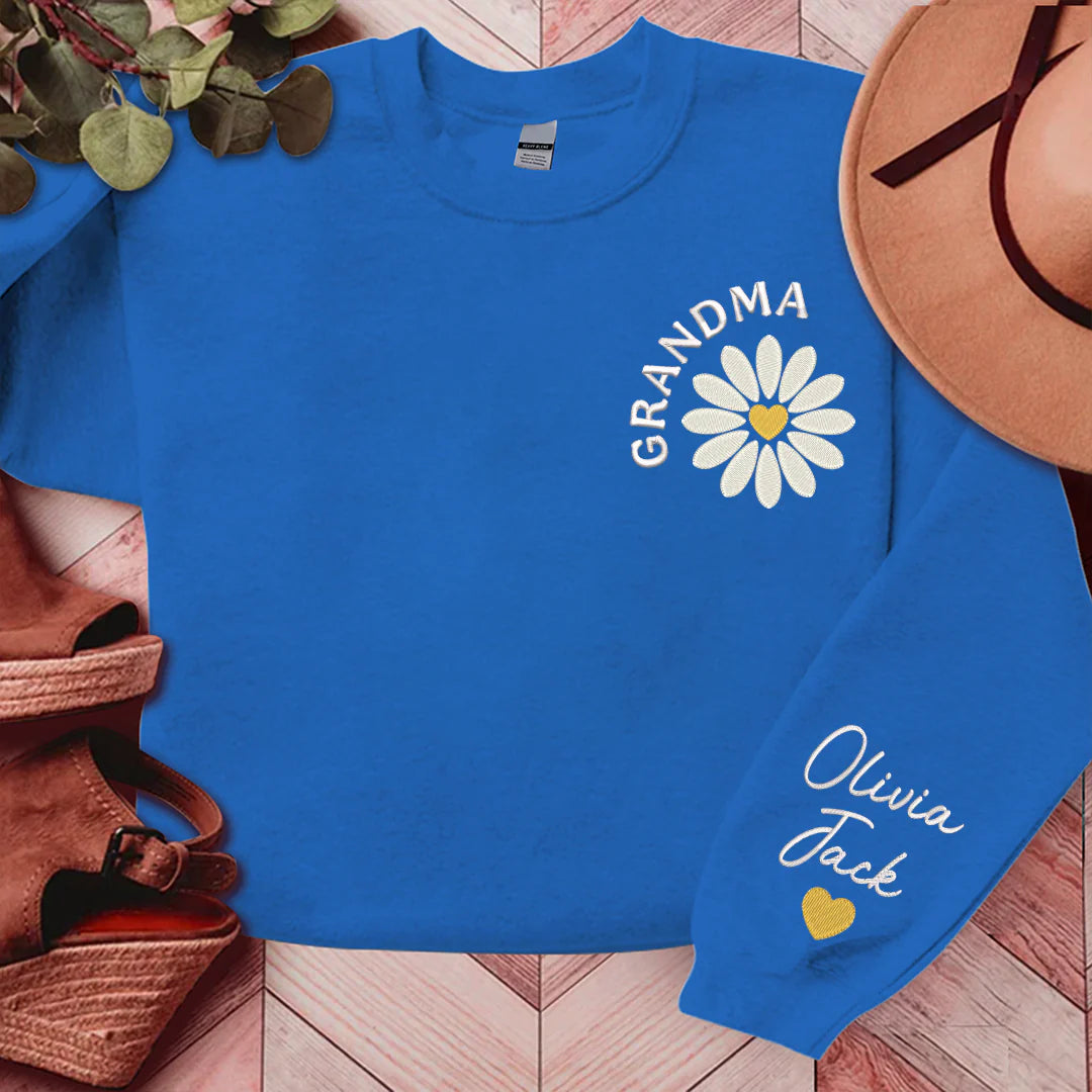 Abuela Daisy Bordada, Abuela Personalizada Y Niños, Regalo Para Abuela