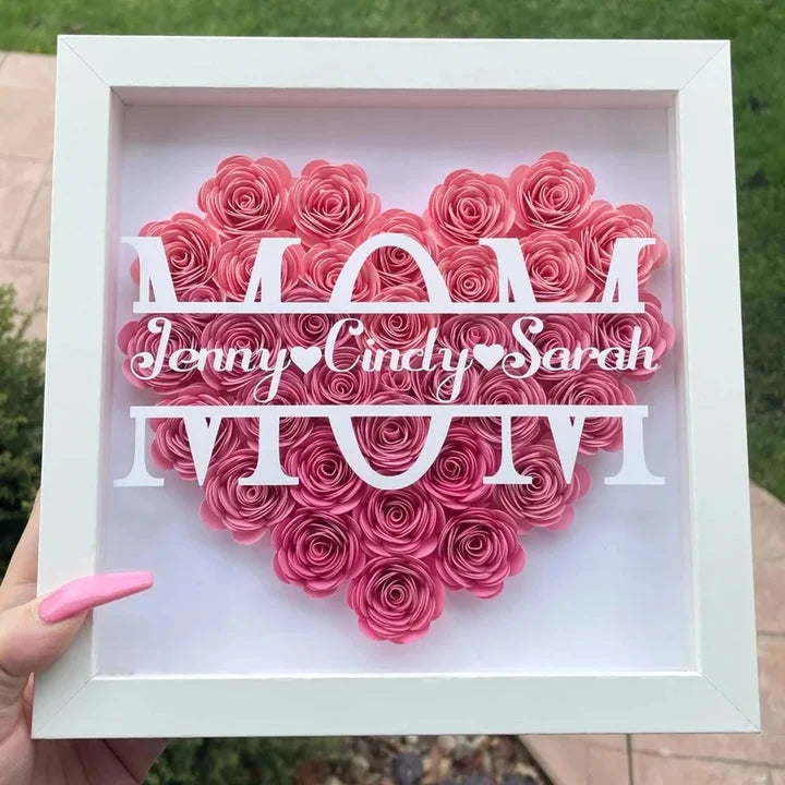 Personalized Mum Flower Shadow Box with Name for Mother's Day and for Your Love - Handmade Gift