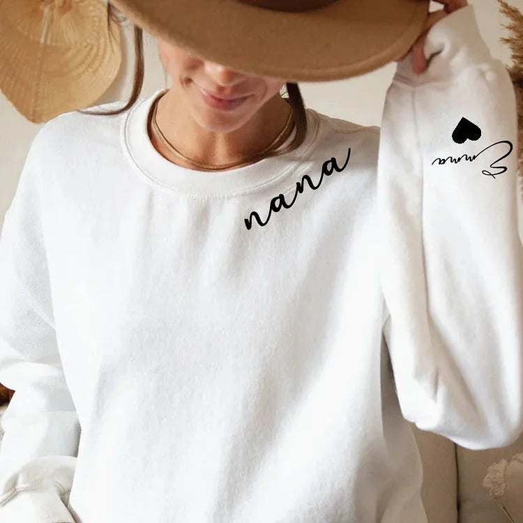 Mama Sweatshirt, mit Kindernamen auf dem Ärmel, Personalisiertes Muttertags-Sweatshirt-Geschenk für Mama, neue Mama