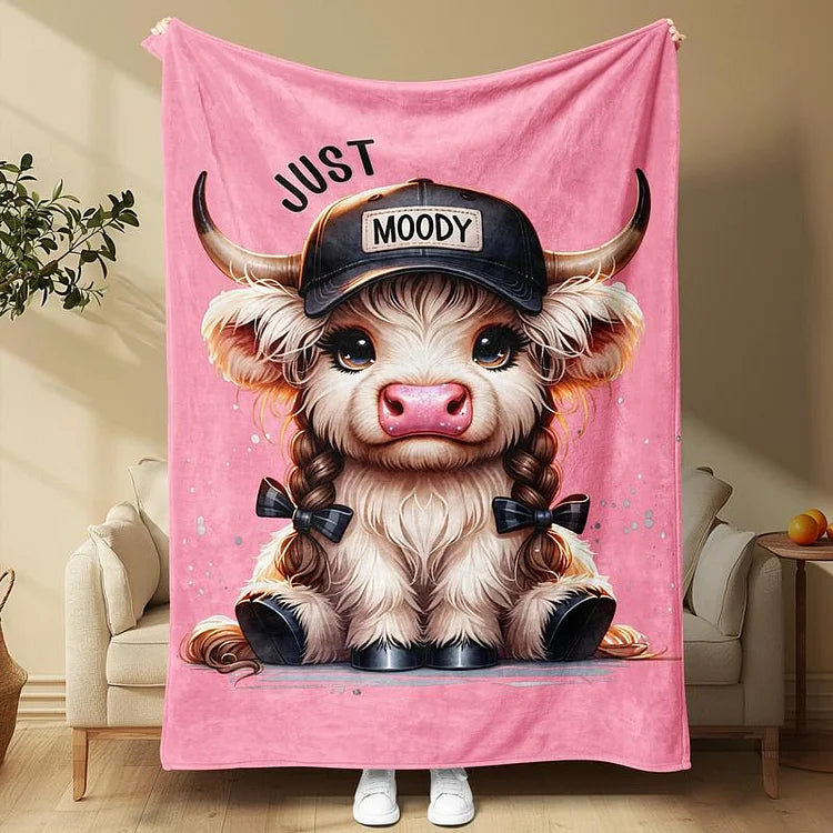 Manta con patrón de vaca Highland, manta suave y cómoda