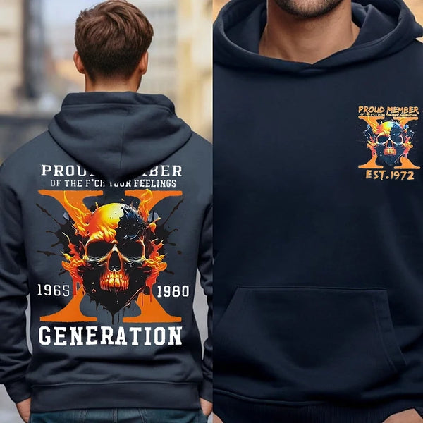 Custom Est Year Gen X Flaming Skull Sweatshirt/T-shirt