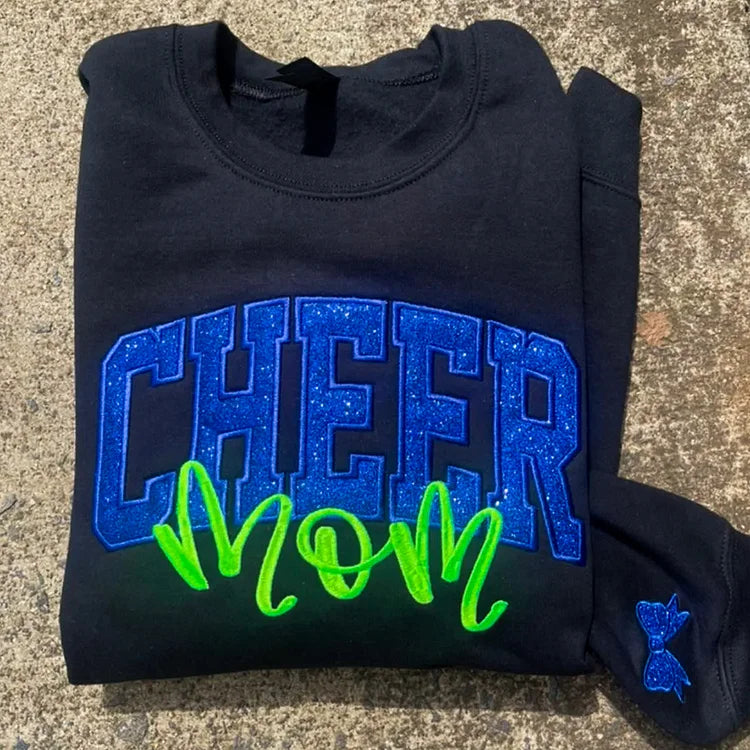 Personalisiertes Glitzer besticktes Cheer Mom Sweatshirt