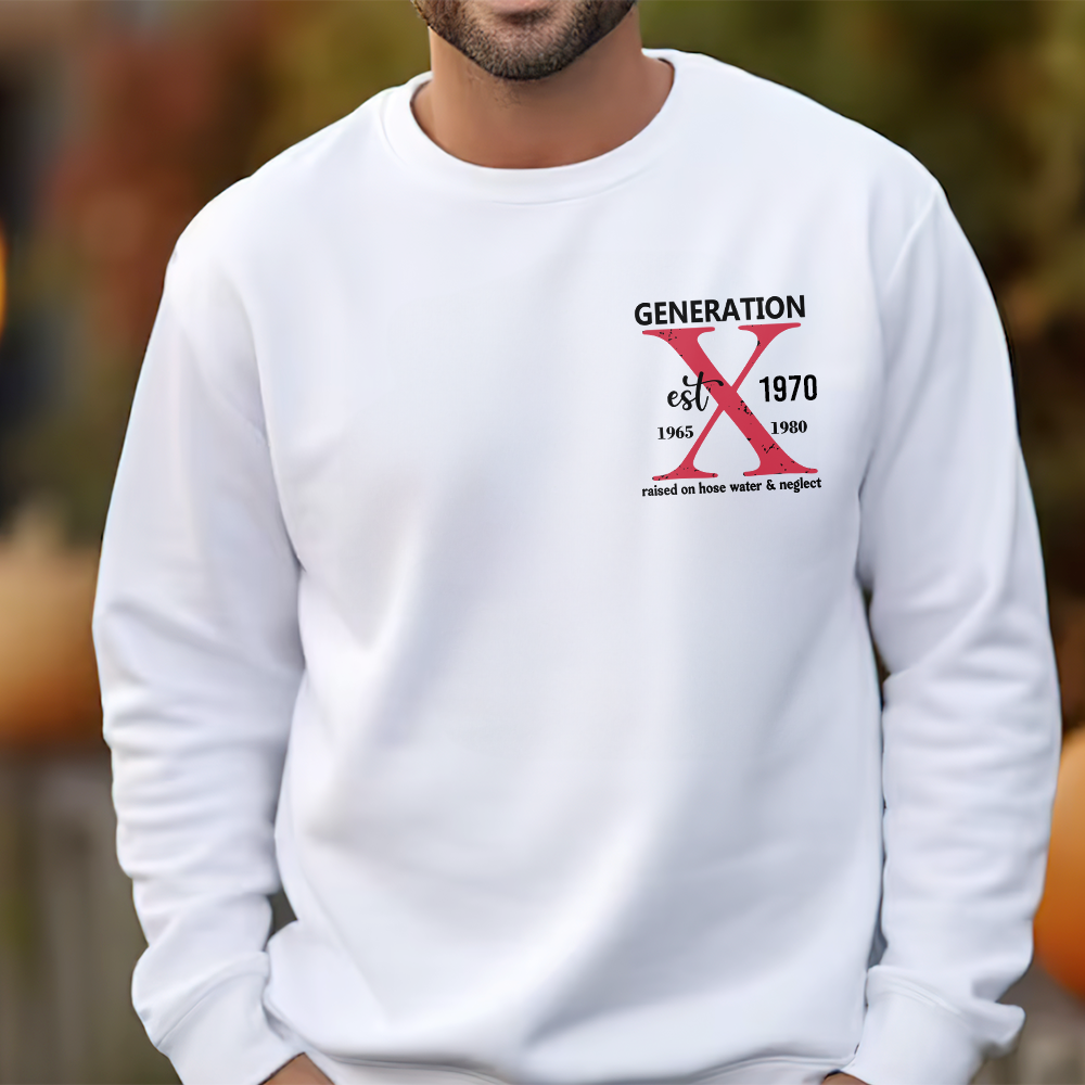 Personalisiertes Generation X T-Shirt mit Geburtsjahr auf der Brust