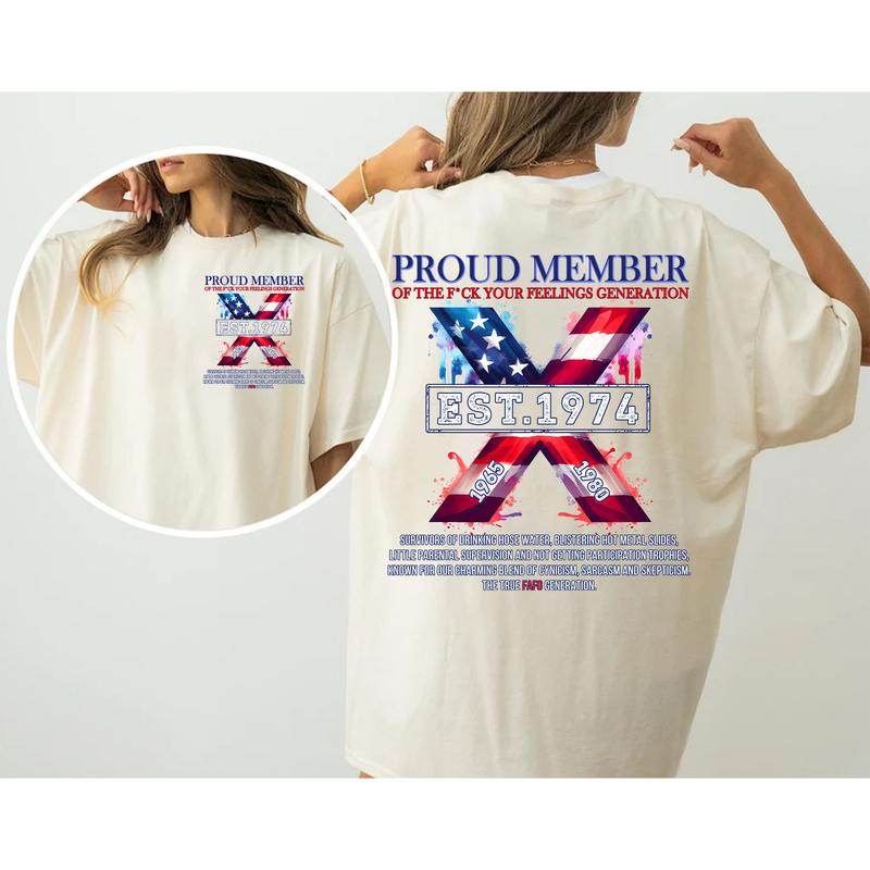 Custom Year FAFO Proud Member Gen X 2 Side T-shirt, Proud Member Flag Generation Shirt