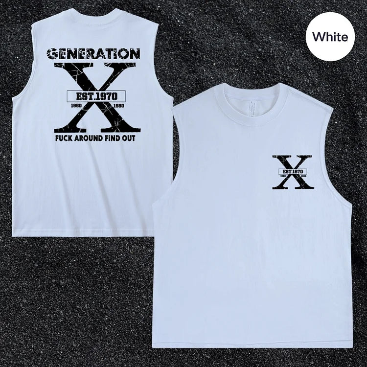 GenX Baumwoll-Tanktop | Fuck Around Find Out Custom EST für die Generation 1965-1980