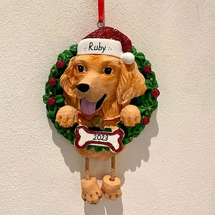 Decoraciones personalizadas para árbol de Navidad con yeso para mascotas, decoraciones hechas a mano para árbol de Navidad, decoraciones para perros