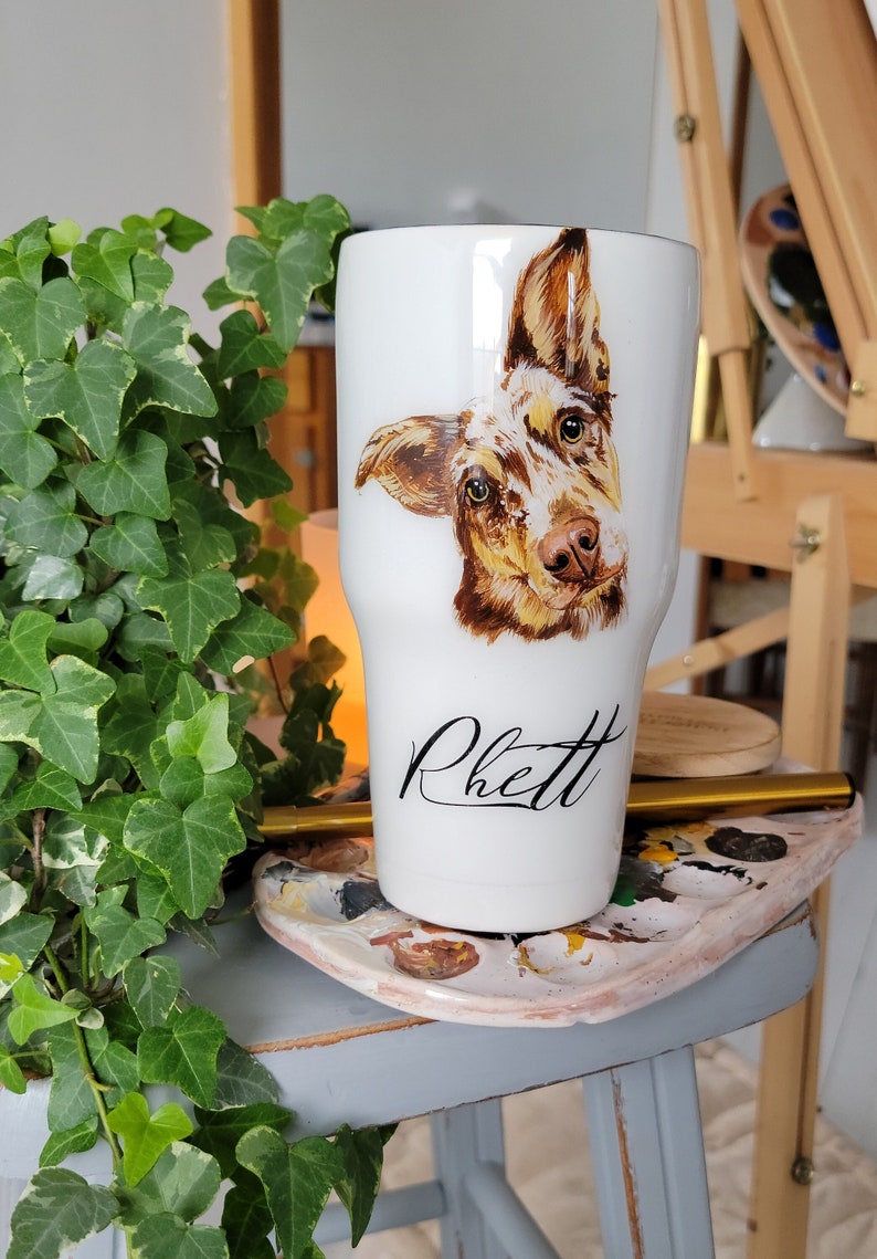Gobelets personnalisés avec portrait d'animal peint à la main