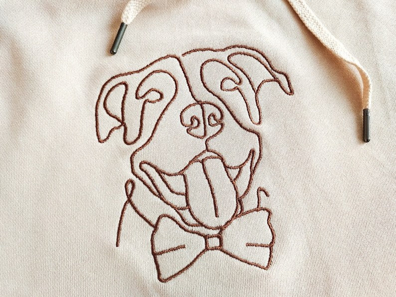 Sweat-shirt et sweat à capuche à col rond avec dessin linéaire brodé personnalisé