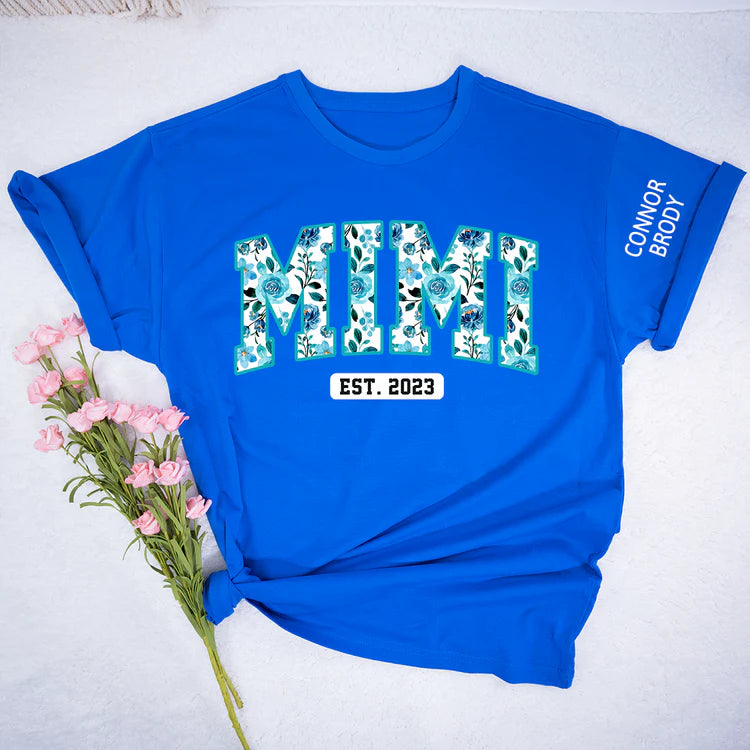 Mimi Floral 4 Shirt, Personalisiertes Mimi und Kinder, Muttertagsgeschenk T-Shirt - Individuelles Geschenk