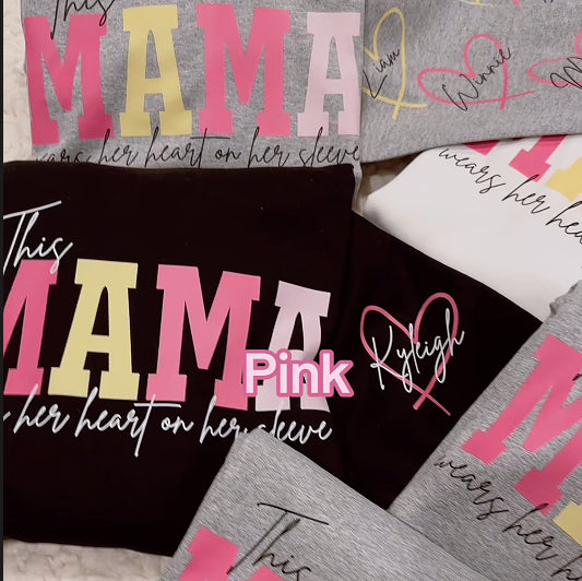 Tragen Sie ein Sweatshirt mit Herz am Ärmel für Mama und Oma