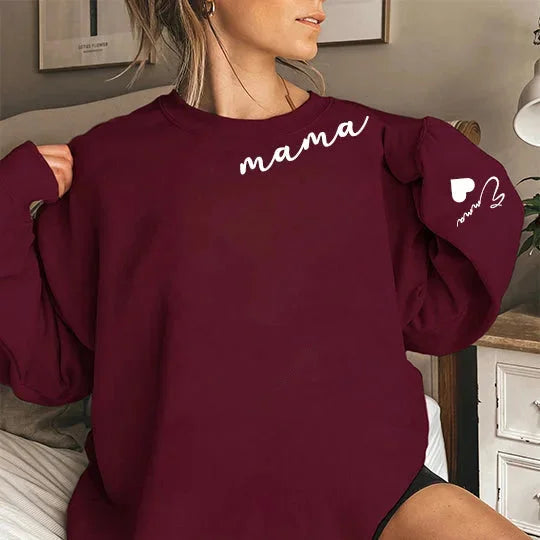 Mama Sweatshirt, mit Kindernamen auf dem Ärmel, Personalisiertes Muttertags-Sweatshirt-Geschenk für Mama, neue Mama
