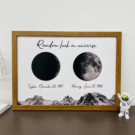 🌔Marco de impresión de fases lunares de nacimiento personalizado - Regalo personalizado para mamá, abuela, Día de la Madre