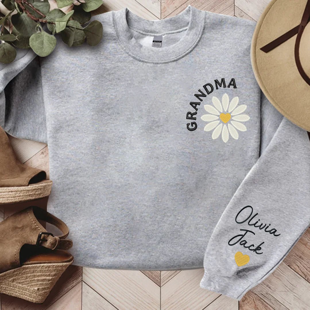 Abuela Daisy Bordada, Abuela Personalizada Y Niños, Regalo Para Abuela