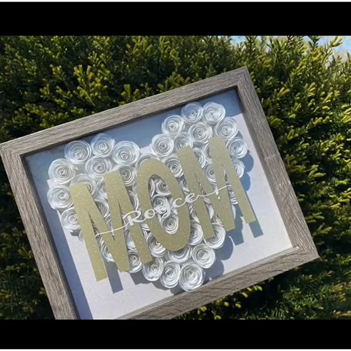 Personalisierte Mama-Blumen-Schattenbox mit Namen zum Muttertag und für Ihre Liebe - handgemachtes Geschenk