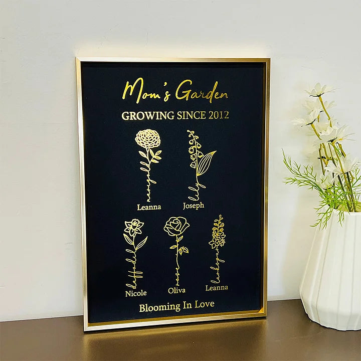⭐️Cadre personnalisé en feuille d'or avec fleur de naissance