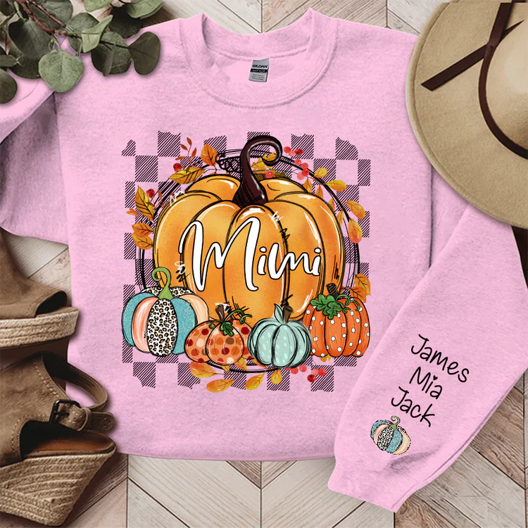 Individuelles Geschenk für Mama Oma - Herbstblumen Kürbisse Mimi und Kinder - Muttertag