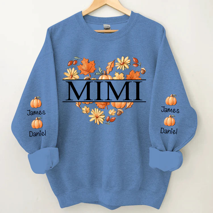 Sweat-shirt Mimi Heart Fall Autumn avec petits-enfants, cadeau pour grand-mère pour l'automne
