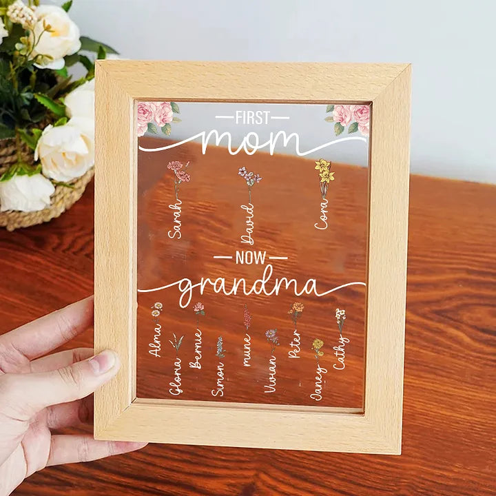 D'abord Maman Maintenant Grand-mère - Cadre Plaque Acrylique Personnalisé