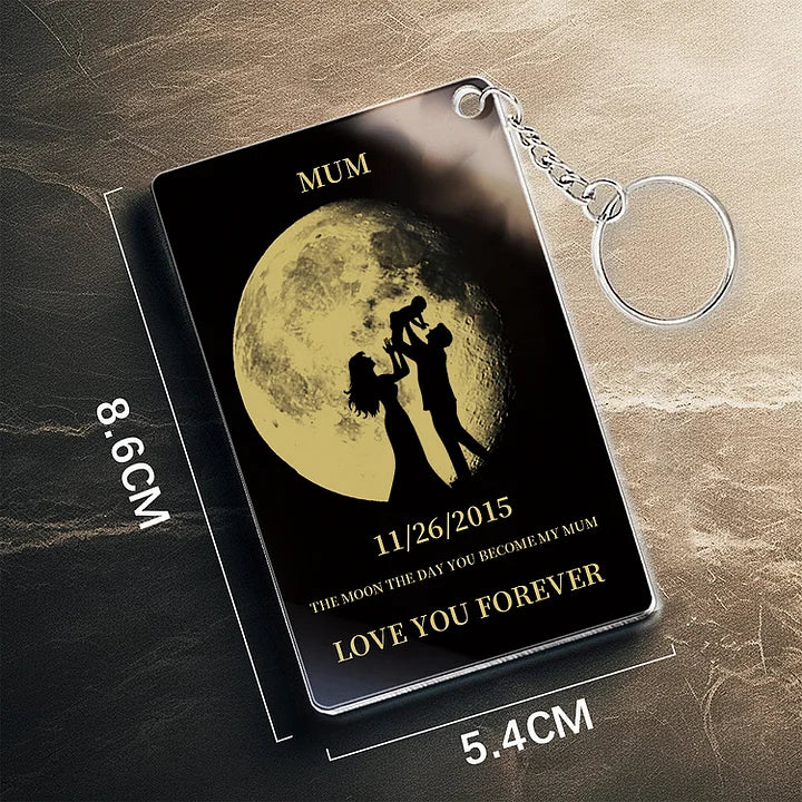 🌔 Llavero acrílico personalizado con silueta familiar de fases lunares 🎁 Regalo para el Día de la Madre Regalo para el Día del Padre