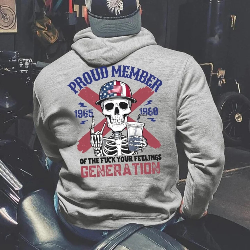 Camiseta Personalizada Nuevo Modelo Orgulloso Miembro de la Generación X Sudadera con Calavera y Café