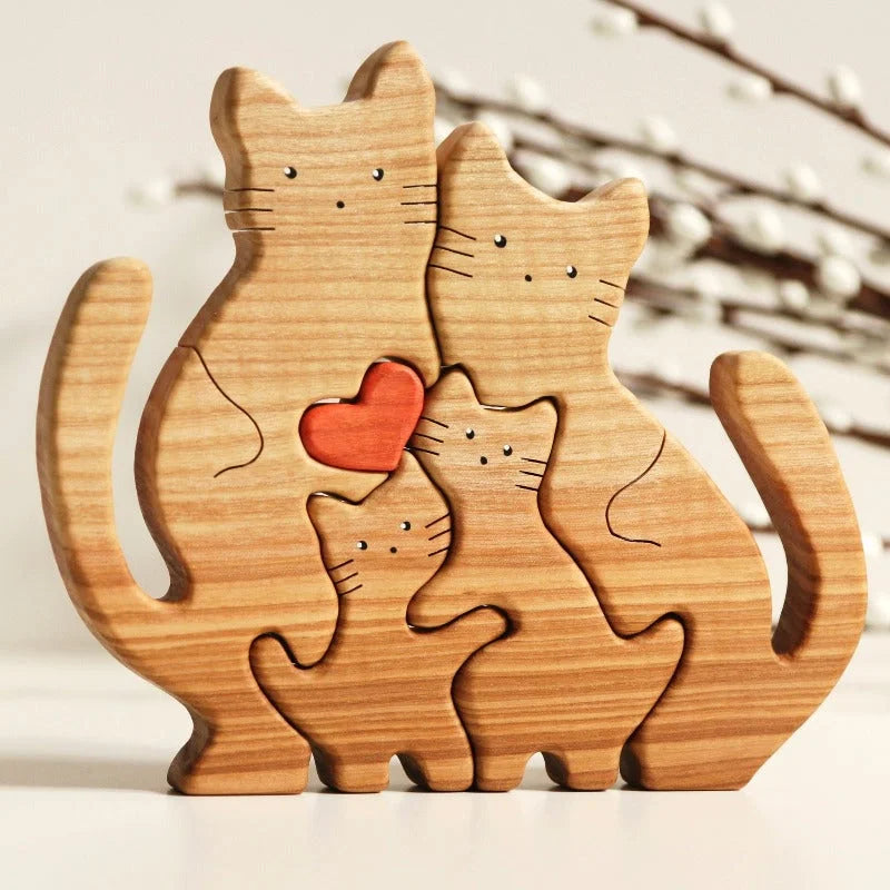 Holzpuzzle „4er Katzenfamilie“